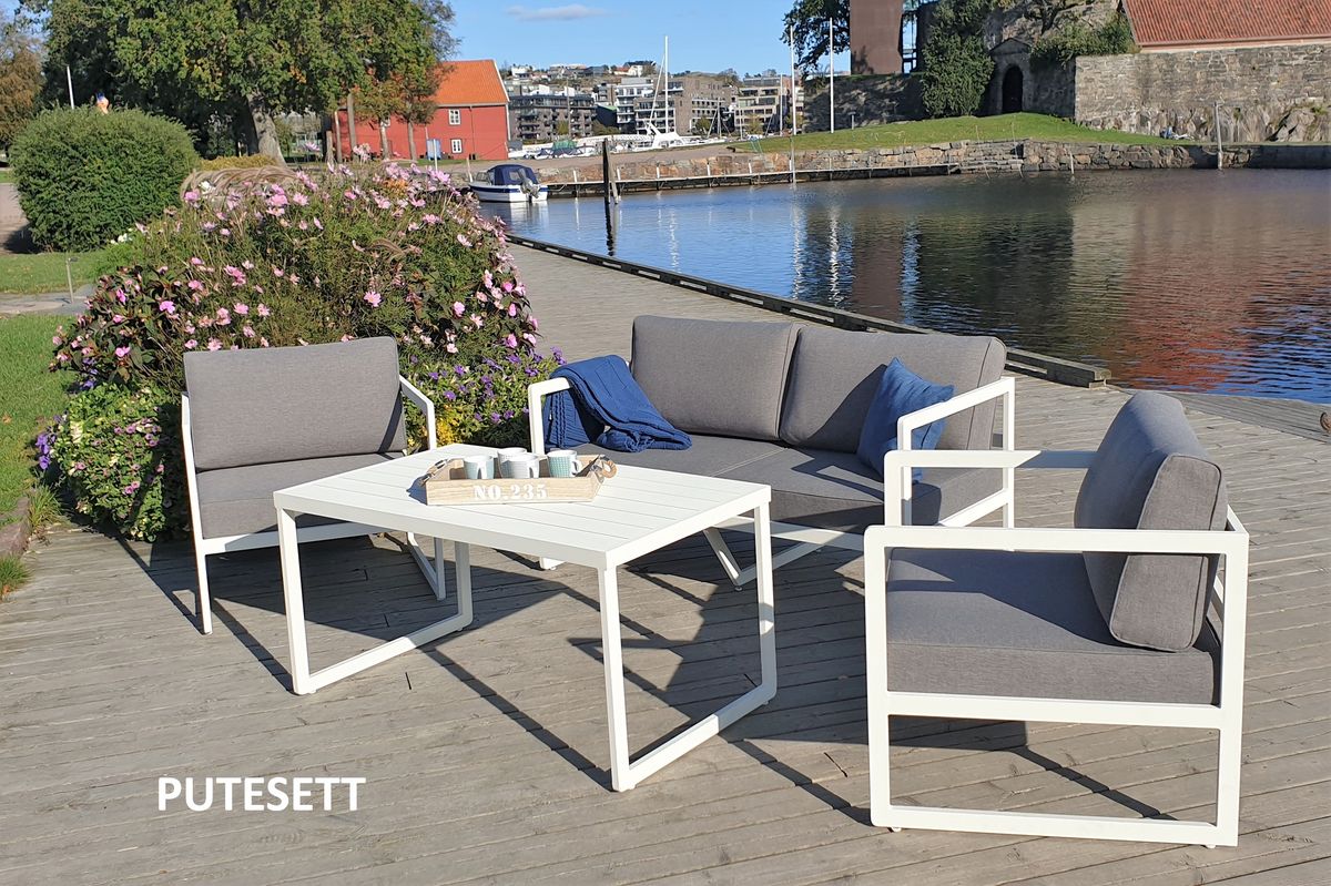 Support 66 Alu putesett 2+1+1 - design Stengrå, 8 puter 