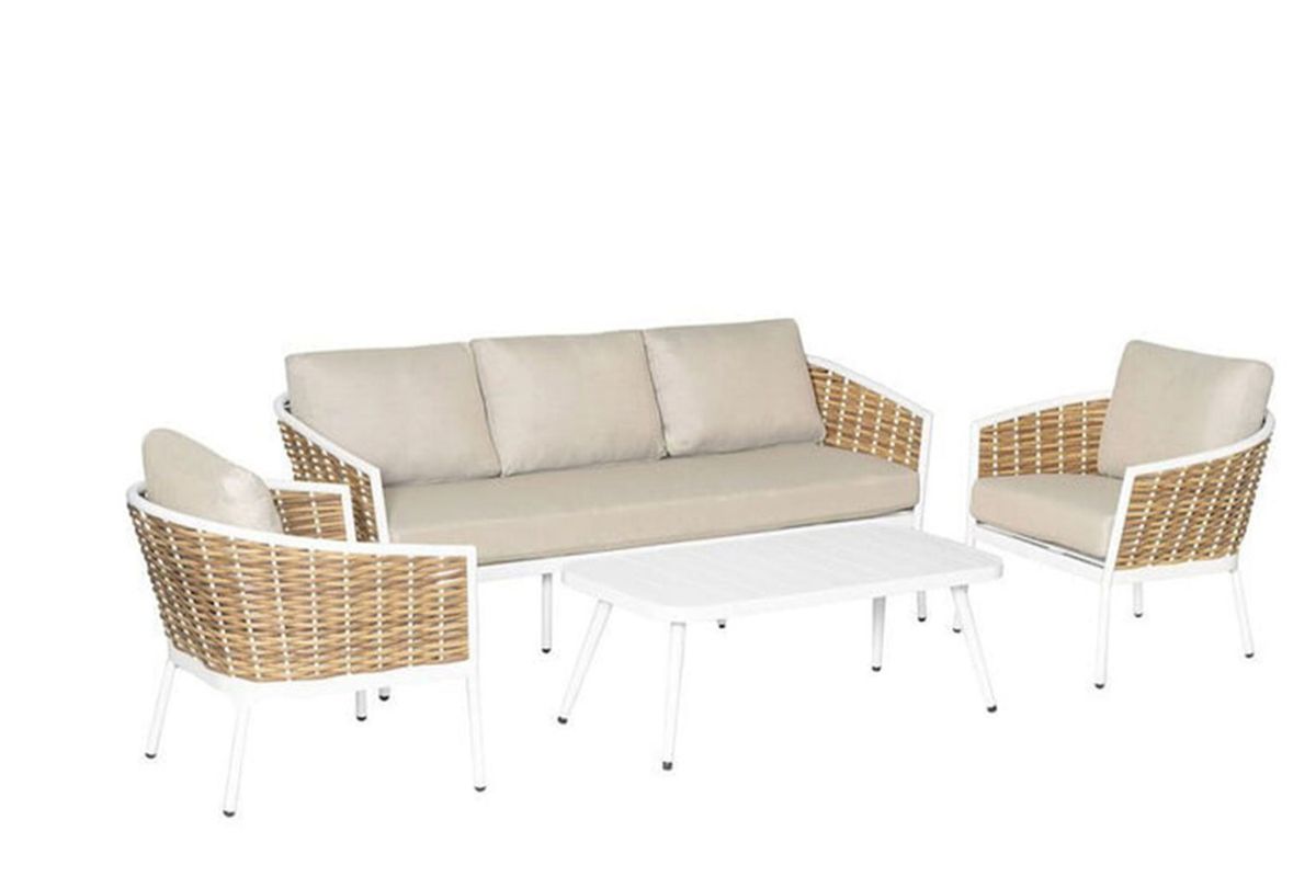 Virginia putesett 3+1+1 - design Lys kalkbeige, 8 puter 