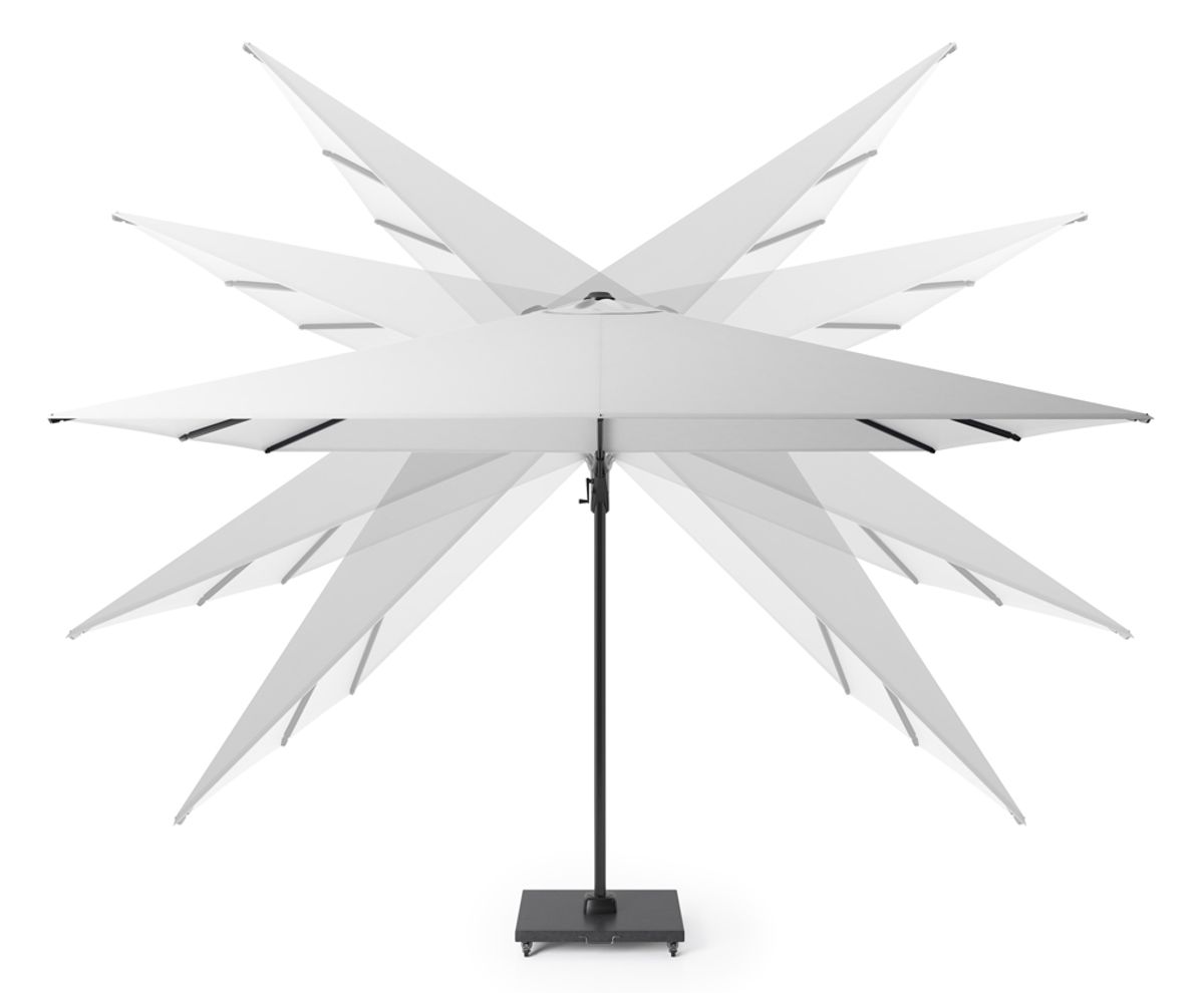 Platinum Challenger T2 Premium hengeparasoll 300x300 cm m/kryssfot - sortskimmer