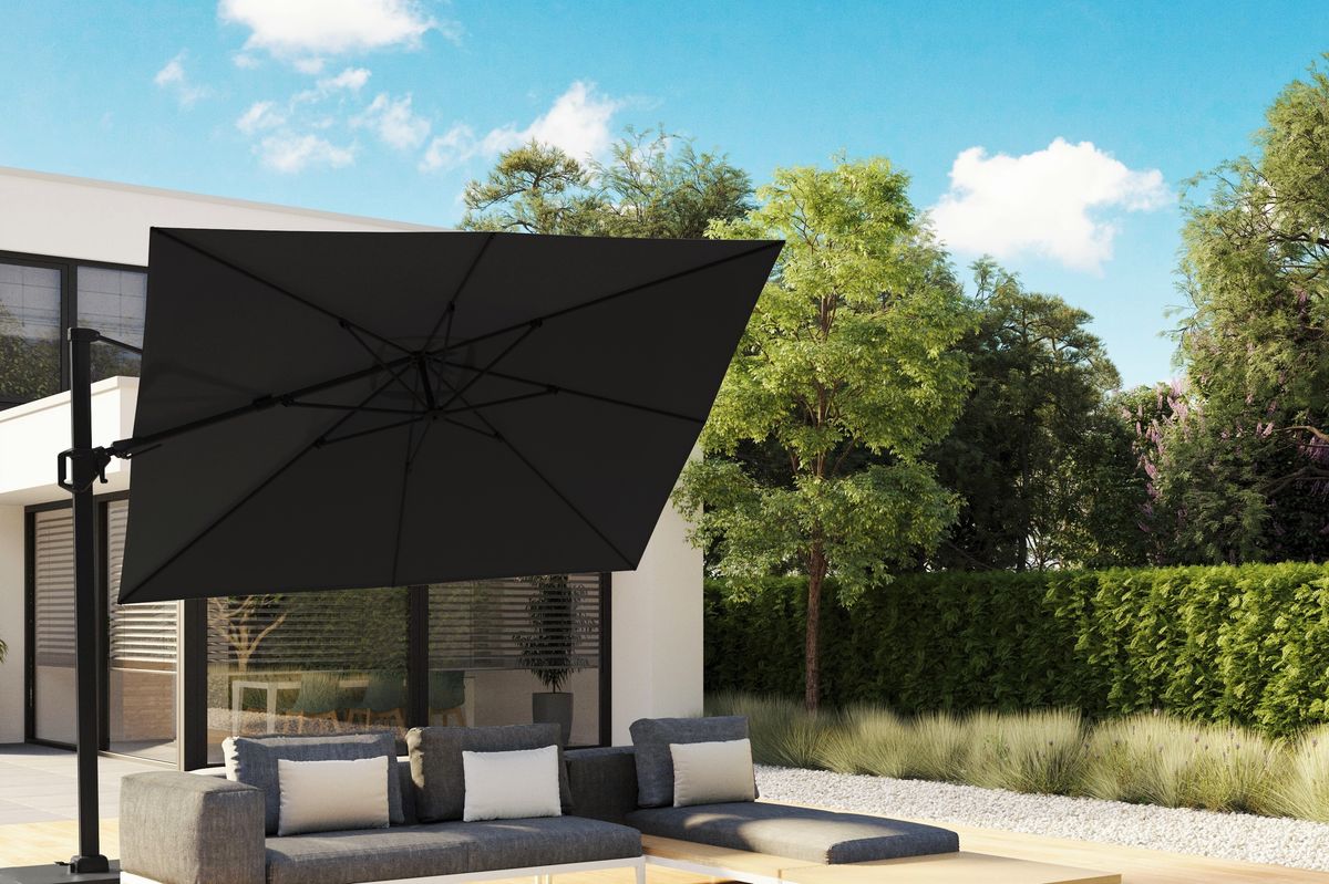 Platinum Challenger T2 hengeparasoll 300x300 cm m/kryssfot - sort