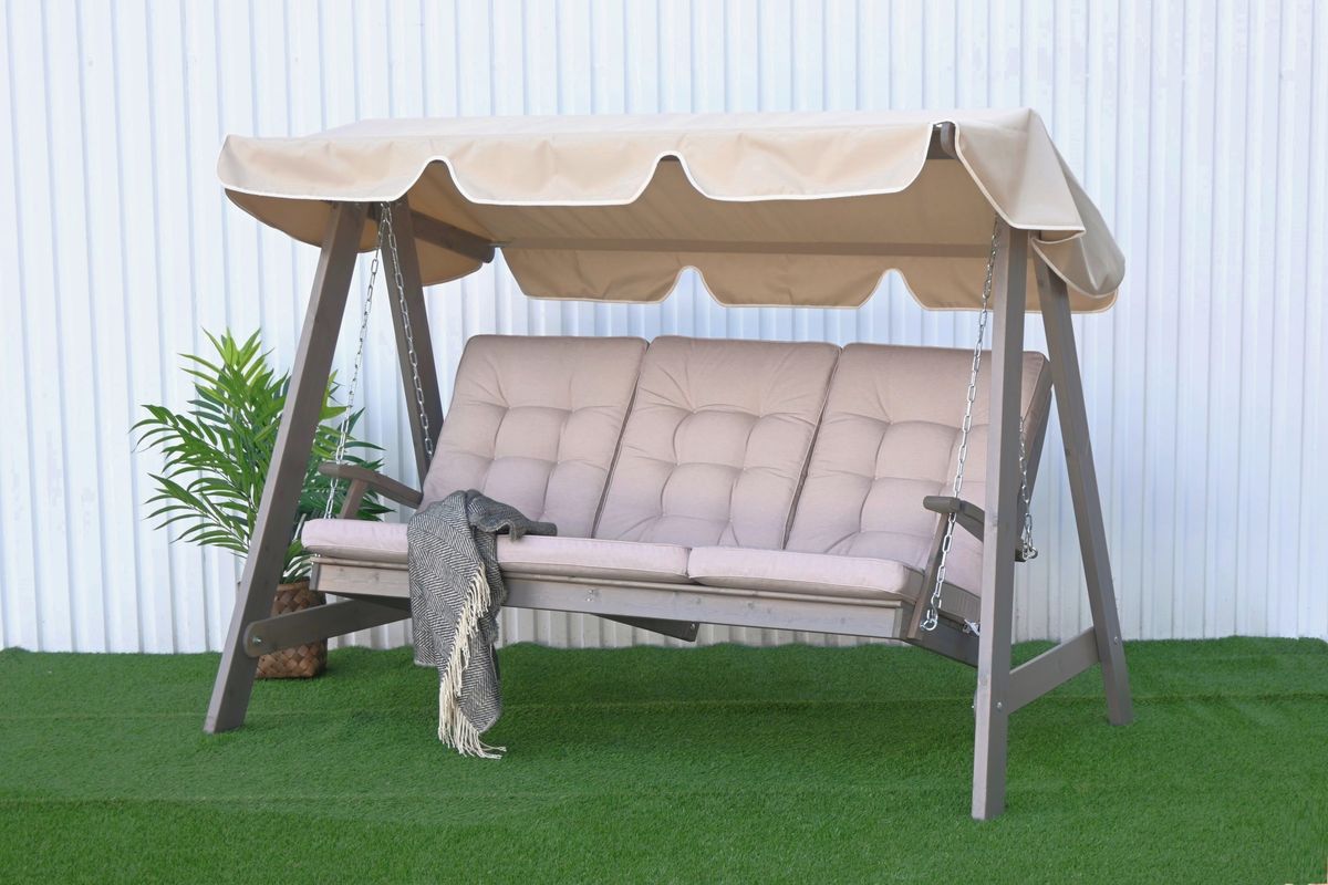 Dalom hammock med tak - grå/jutebeige tak