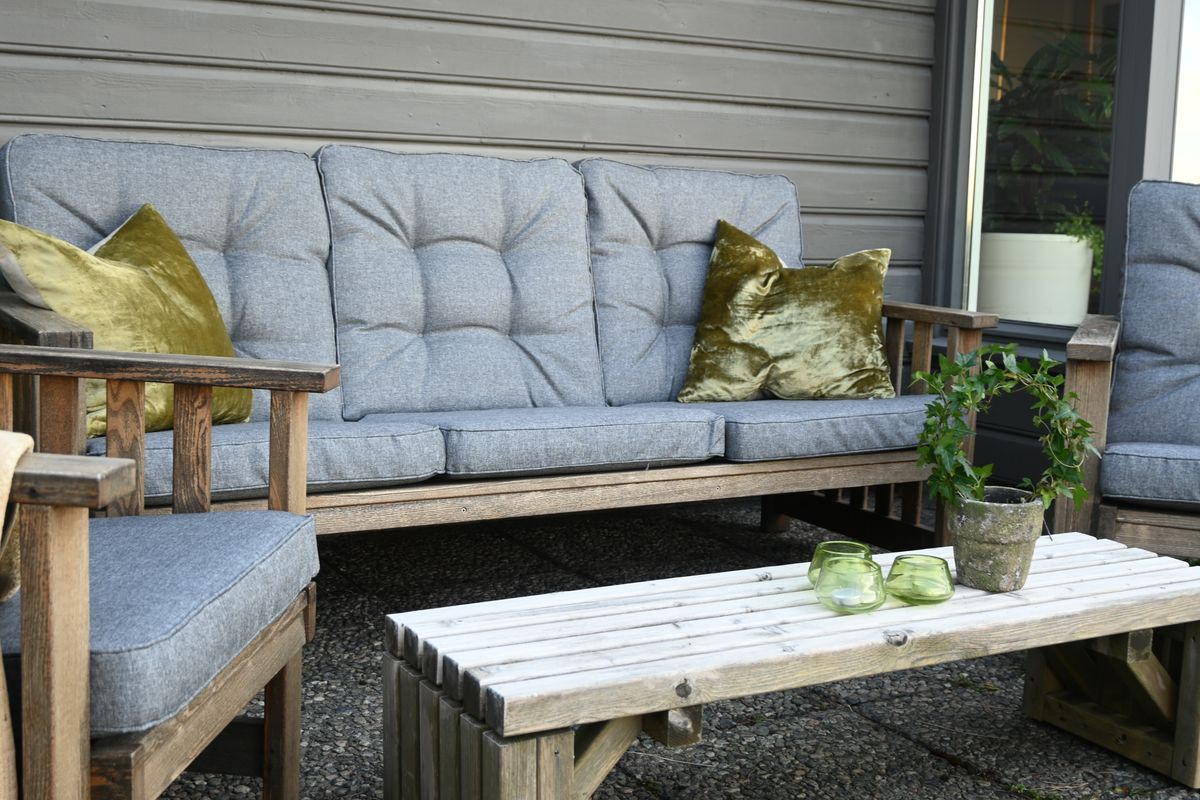 Texas Medium putesett 3+1+1 - design Melangegrå, 5 puter