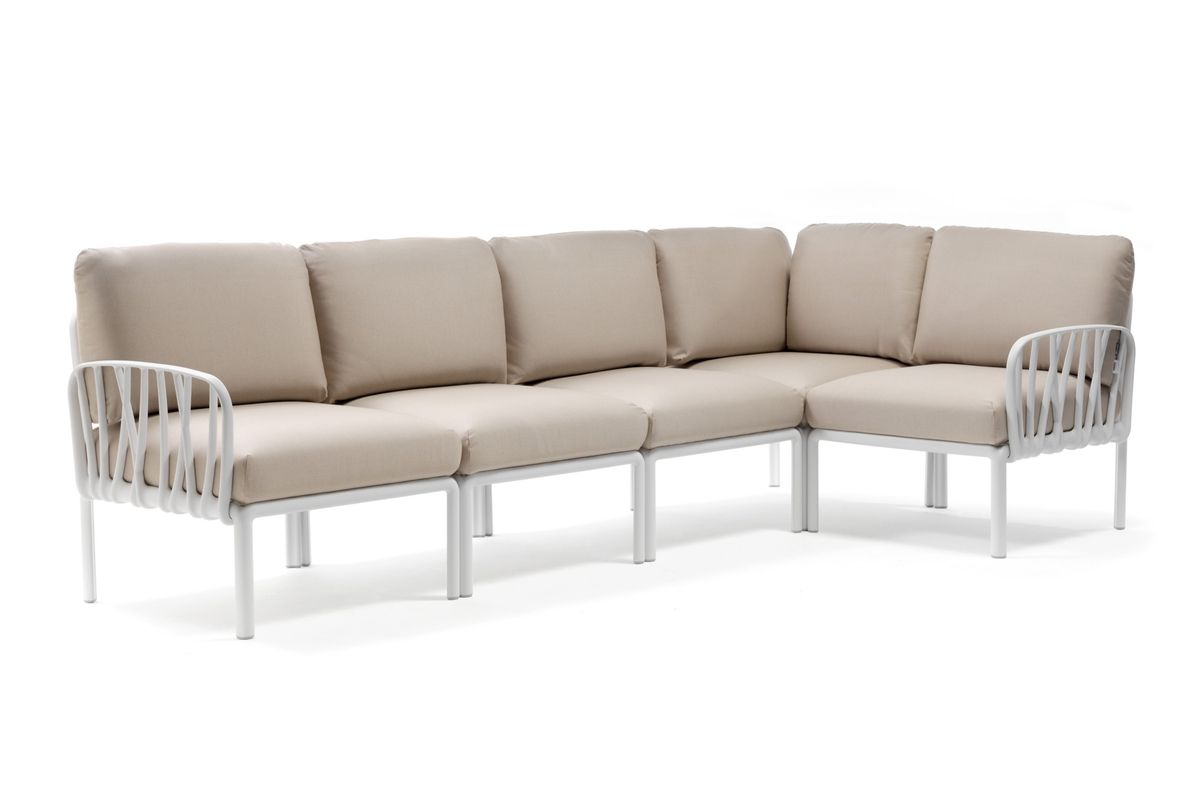 Nardi Komodo hjørnemodul m/puter - hvit/canvasbeige