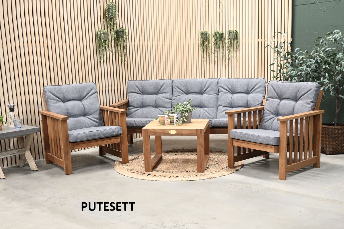 Texas Medium putesett 3+1+1 - design Melangegrå, 5 puter