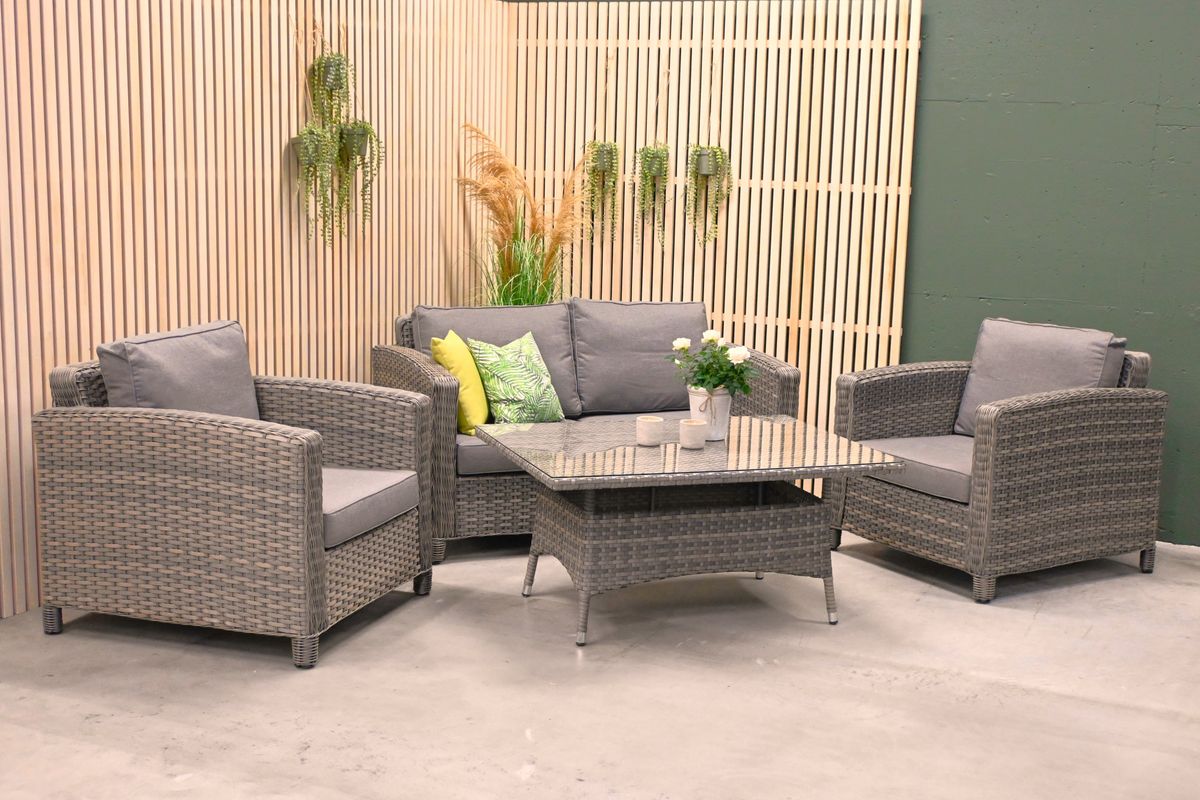 Malaga stol m/puter - gråbeige/vitrolgrå