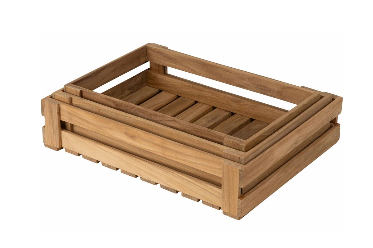 Deco teak-kasser sett, 3 stk 
