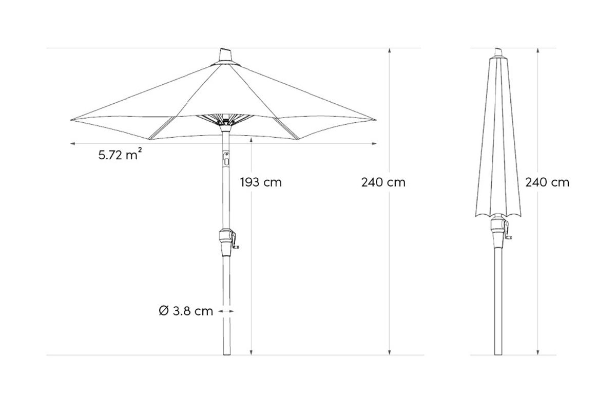 Platinum Riva parasoll Ø270 cm m/sveiv - sort