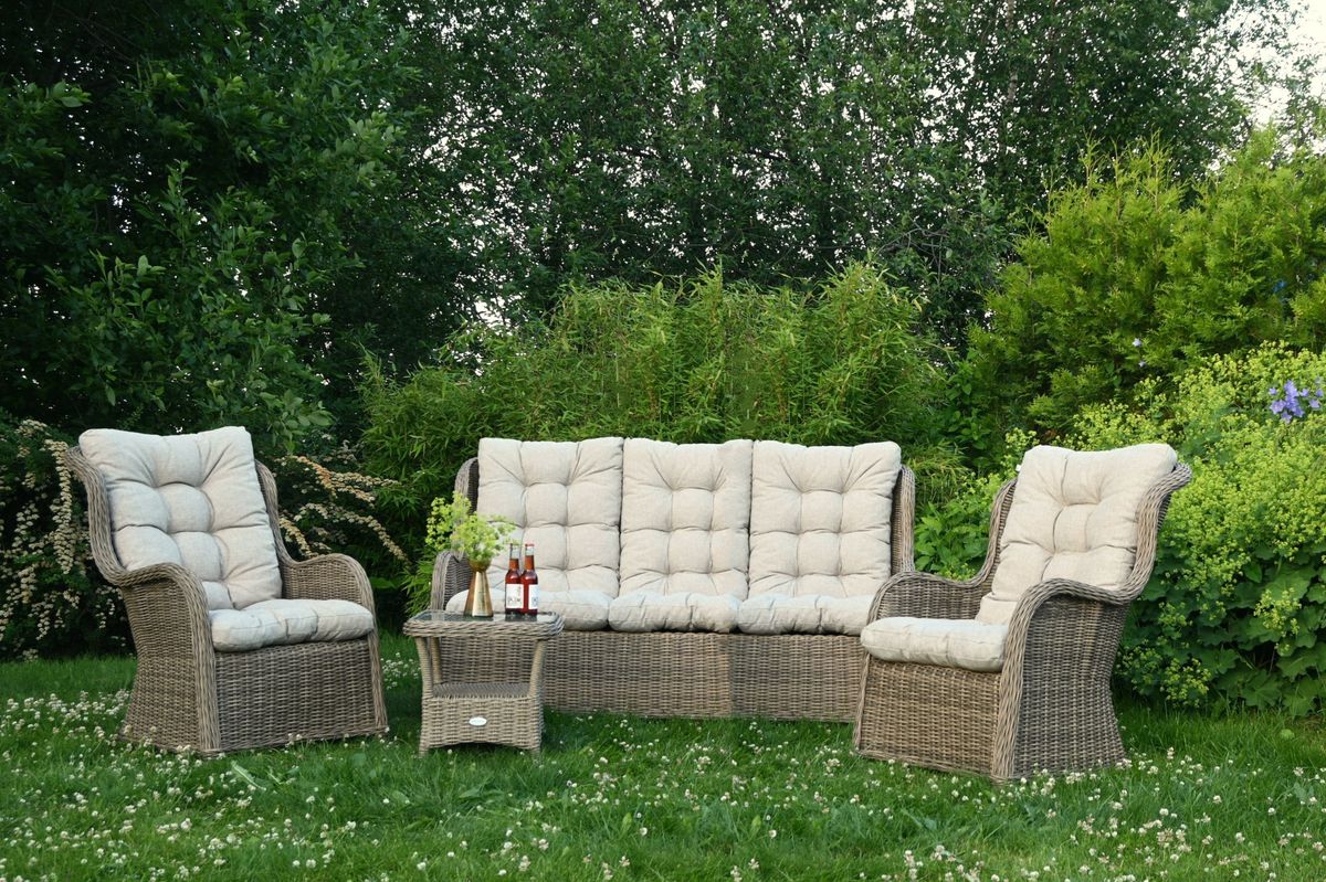 Flock Høy putesett 3+1+1 - design Linbeige, 5 puter 