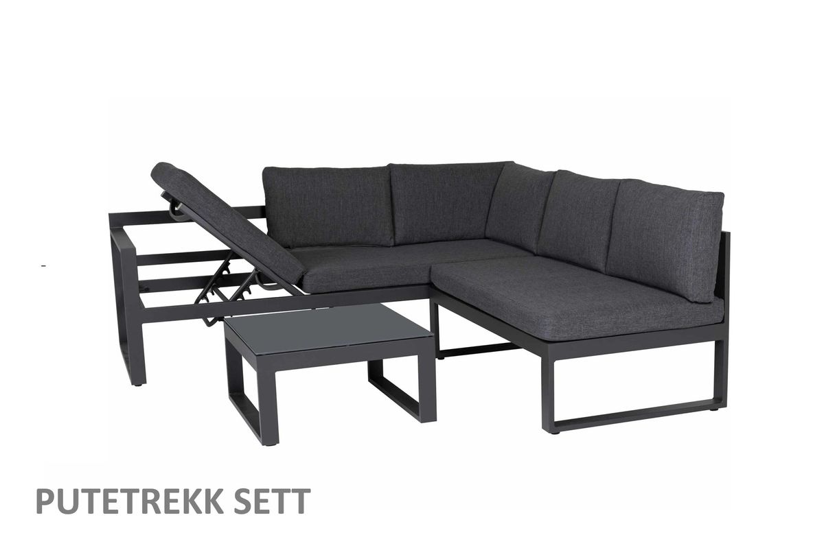 Support D68 putetrekk sett til hjørnesofa - design Nattgrå, 8 puter