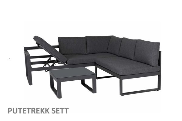 Hovedbilde Support D68 putetrekk sett til hjørnesofa - design Nattgrå, 8 puter