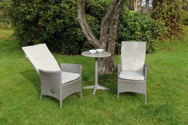 Hovedbilde Palermo sett 2 stoler m/puter+bord Ø60 cm - gråmelert/sandgrå