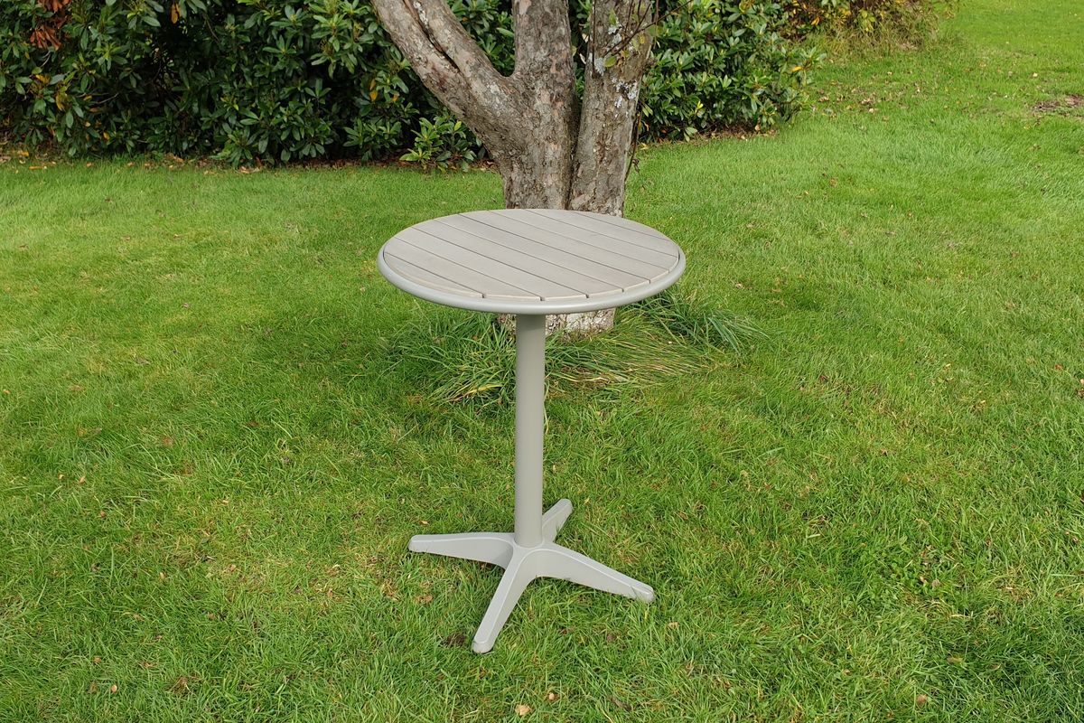 Palermo sett 2 stoler m/puter+bord Ø60 cm - gråmelert/sandgrå