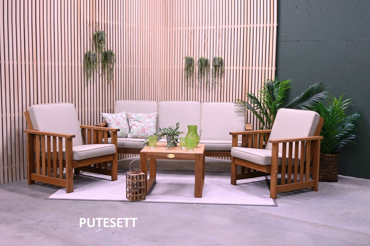 Nymark Medium putesett 3+1+1 - design Naturbeige, 5 puter 