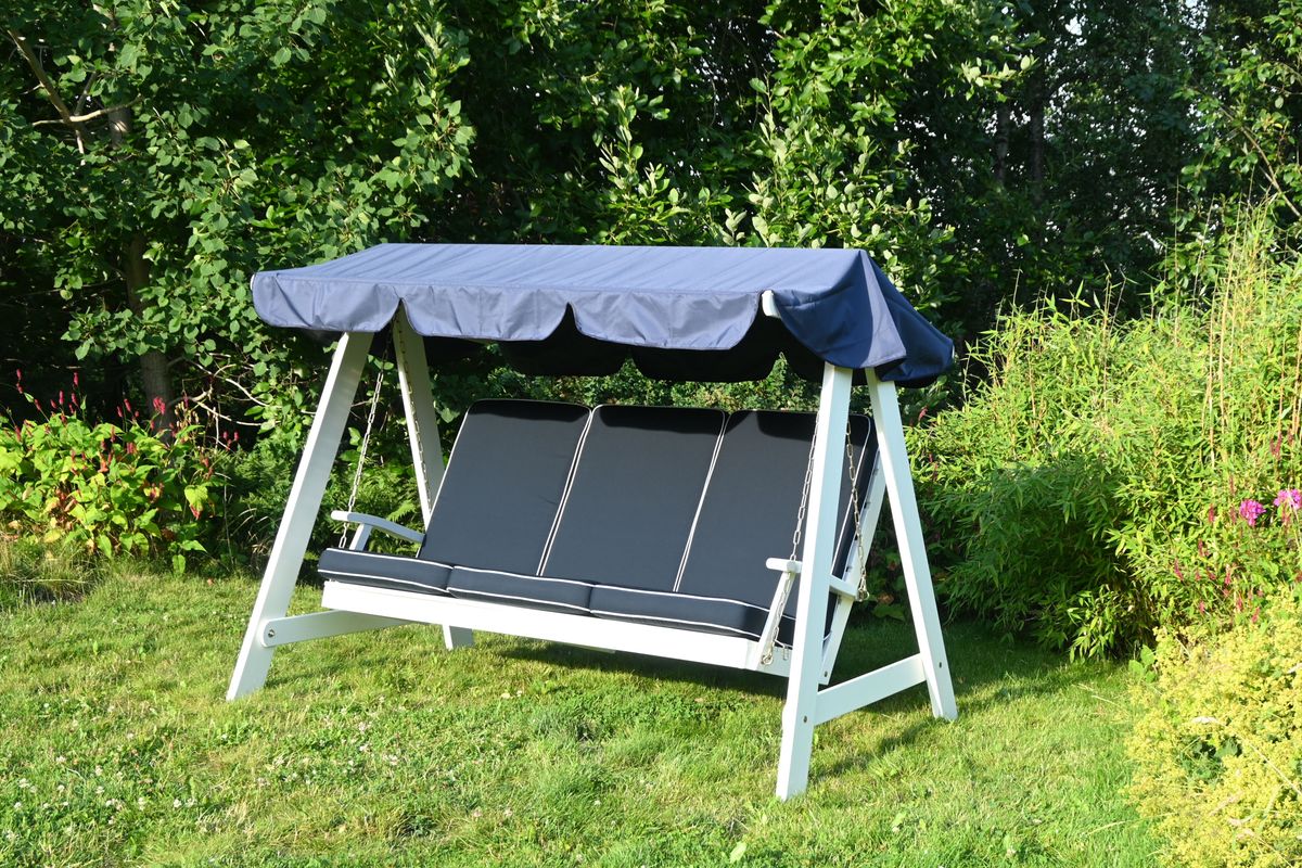 Dalom hammock med tak - hvit/blått tak